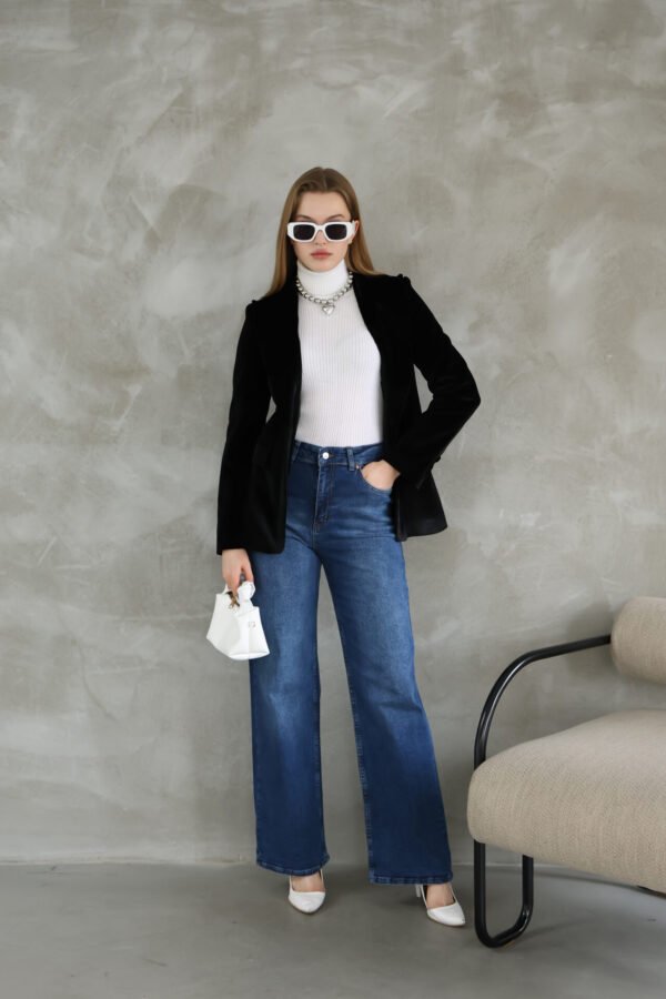 Siyah Slim Fit Kadife Ceket - Görsel 2