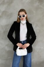 Siyah Slim Fit Kadife Ceket - Görsel 3