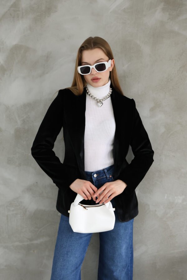 Siyah Slim Fit Kadife Ceket - Görsel 3