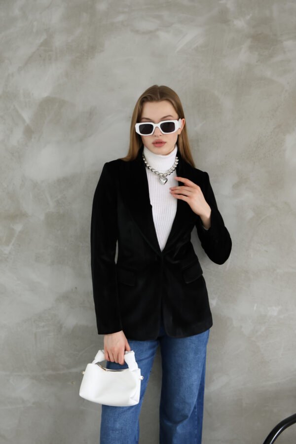 Bordo Slim Fit Kadife Ceket - Görsel 7