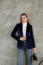 Lacivert Slim Fit Kadife Ceket - Görsel 3