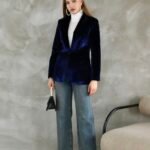 Lacivert Slim Fit Kadife Ceket