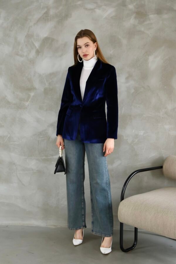 Bordo Slim Fit Kadife Ceket - Görsel 6